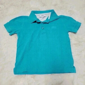 Hugo Boss Boys Cotton Polo Shirt Short Sleeve Size 5 108 Teal Blue